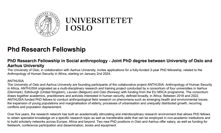 phd fellowship anthropology