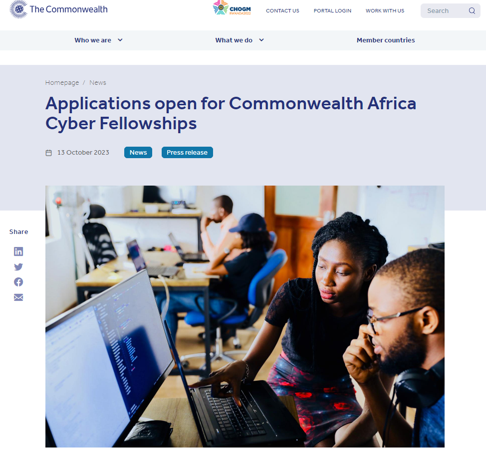 Now Open Commonwealth Africa Cyber Fellowships 2024 for Young African