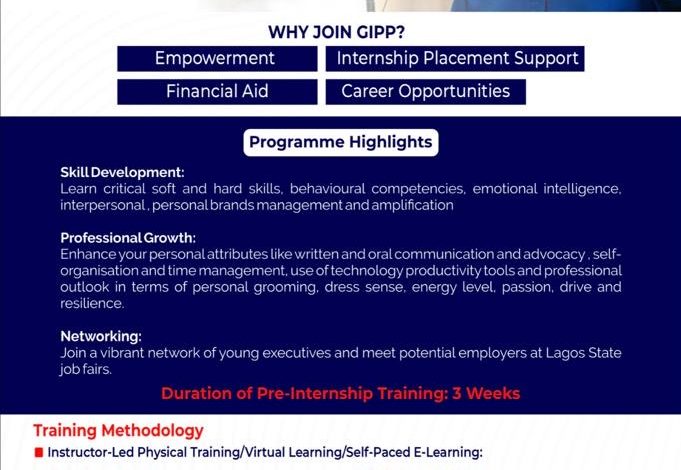 Lagos State Graduate Internship Placement Program (GIPP) 2024 For Nigerian Graduates 