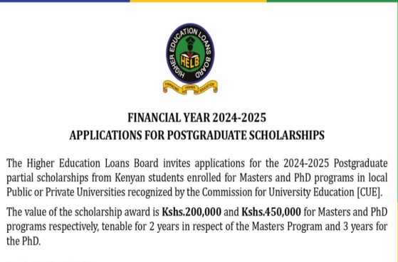 HELB 450k Postgraduate Scholarship Application for Kenyan Students 2024/2025