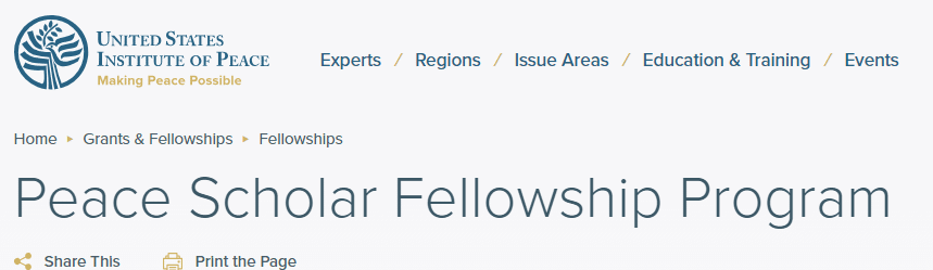 United States Institute of Peace (USIP) Peace Scholar Fellowship Program 2025/26 for PhD Scholars (,000 Stipend)