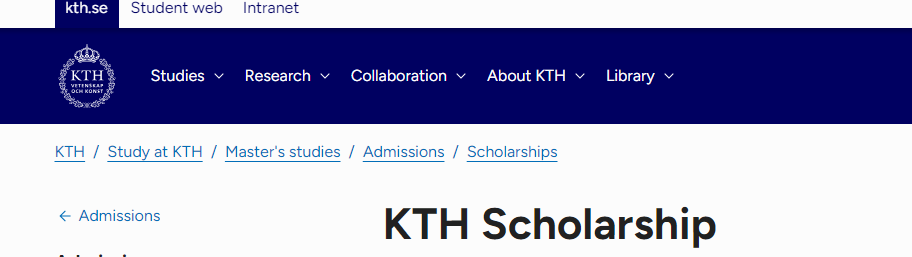 STUDY IN EUROPE: KTH Masters Scholarship 2025 in Sweden For International Students