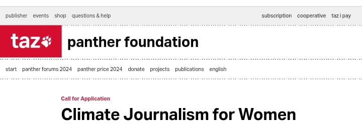 CALL FOR APPLICATION: German taz Panter Foundation Climate Journalism Workshop for Women 2025