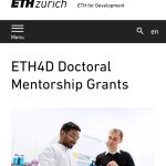 APPLY: ETH4D Doctoral Mentorship Program 2025 (Fully Funded to ETH Zurich, Switzerland)