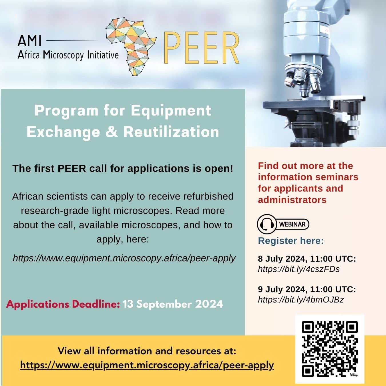 NOW OPEN: Africa Microscopy Initiative (AMI) Program for Equipment Exchange and Reutilisation 2024