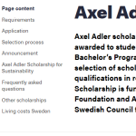 University of Gothenburg Axel Adler Scholarship 2025 To Study In Sweden