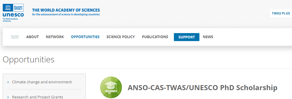 CHINA: Fully Funded World Academy Of Sciences ANSO-CAS-TWAS/UNESCO PhD Scholarship 2025