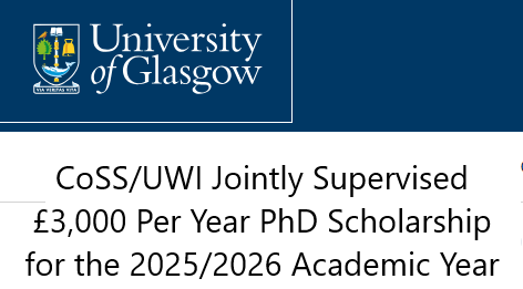 CoSS/UWI Jointly Supervised £3,000 Per Year PhD Scholarship for the 2025/2026 Academic Year