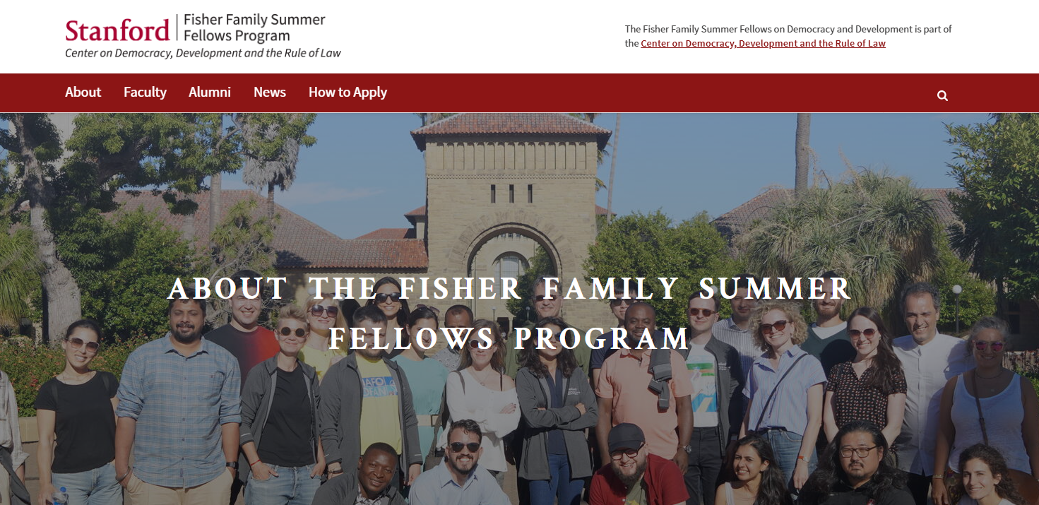 Fisher Family Summer Fellows Program On Democracy and Development 2025 At Standford University