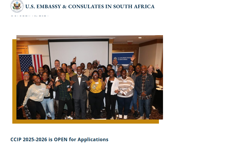 U.S. Mission South Africa Community College Initiative Program (CCIP) 2025/2026 For South African Students To Study in the US