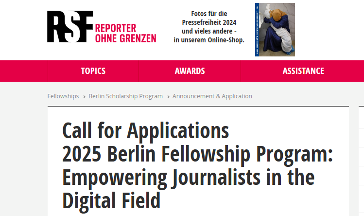 Call for Applications 2025 Berlin Fellowship Program: Empowering Journalists in the Digital Field