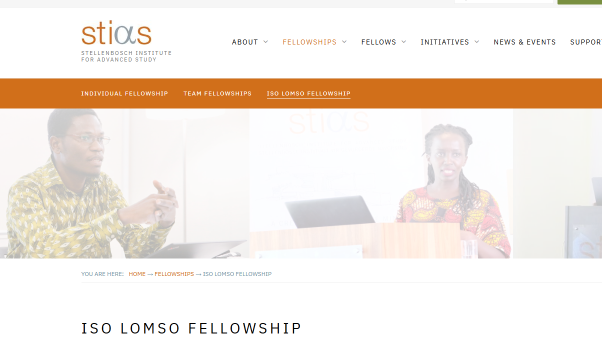 Stellenbosch Institute for Advanced Study (STIAS) Iso Lomso 2025 Fellowship for African Researchers