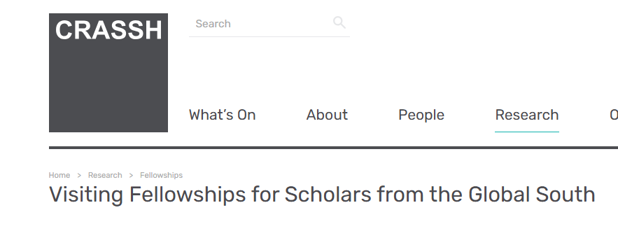 University of Cambridge Centre for Research in the Arts, Humanities and Social Sciences (CRASSH) Visiting Fellowships 2025 for Scholars from the Global South