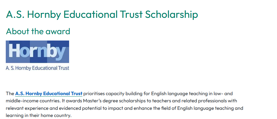 AS Hornby Educational Trust Scholarships 2025/2026 At The University of Exter, UK (Fully Funded)