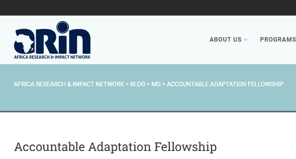 Africa Research & Impact Network Accountable Adaptation Fellowship 2025 For Researchers