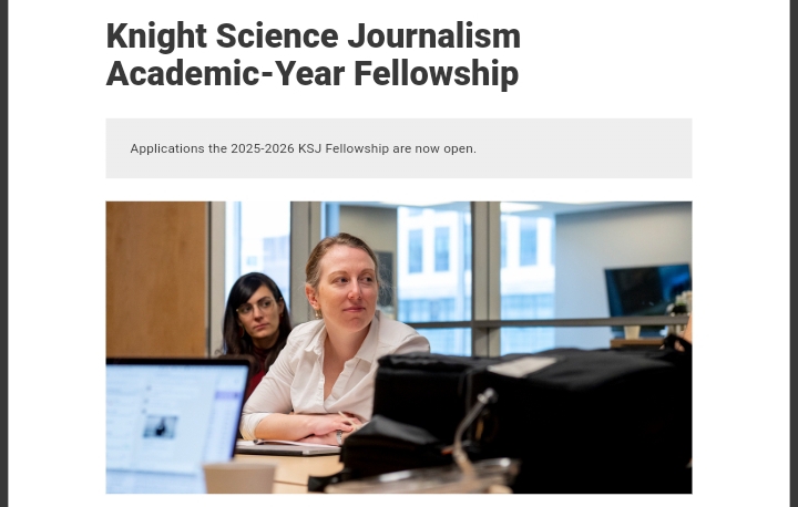 Knight Science Journalism Academic-Year Fellowship Program 2025/26 At MIT For Science Journalists worldwide ($85,000 Stipend)