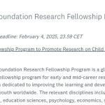 Jacobs Foundation Research Fellowship Program 2025 For Mid-Career Researchers Globally (CHF 150,000 Stipend)