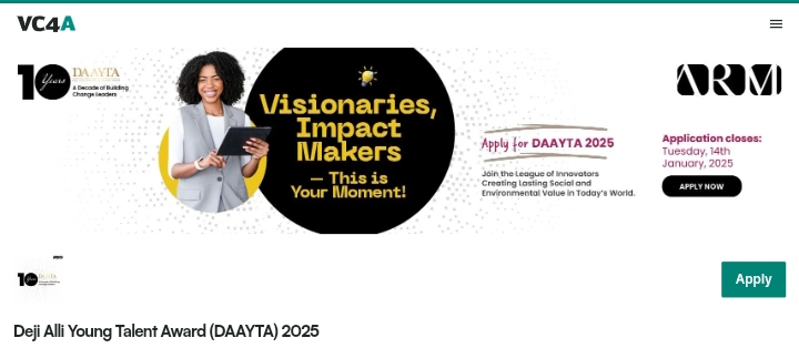 Deji Alli Young Talent Award (DAAYTA) 2025 For Nigerian Start-Ups (₦12 million naira Grant)