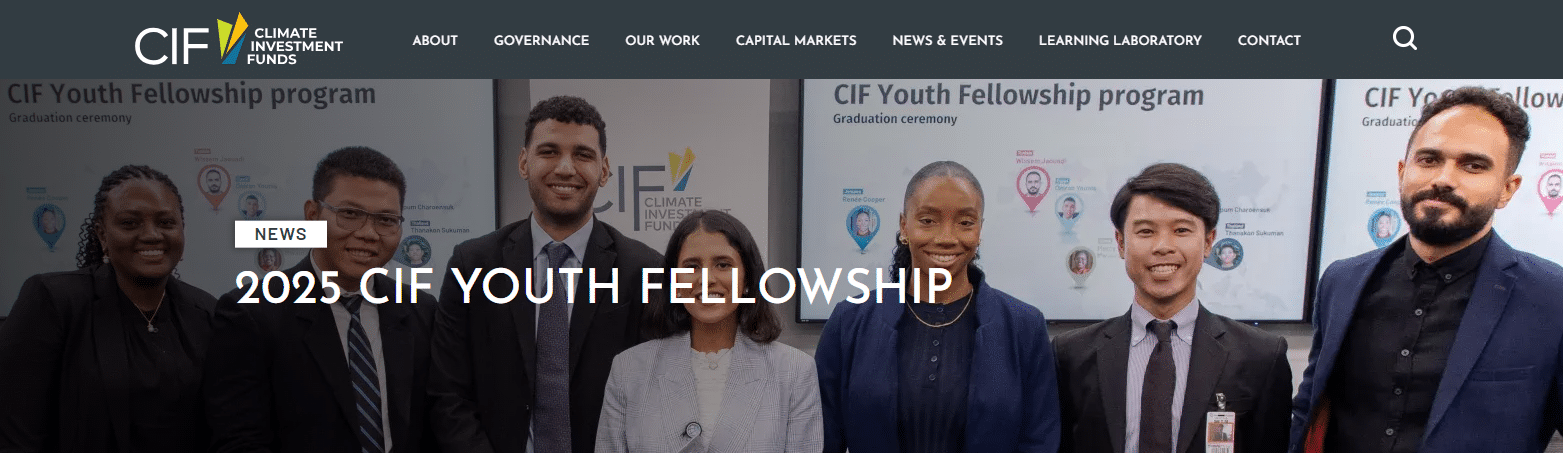 Apply For The 2025 Climate Investment Fund (CIF) Youth Fellowship