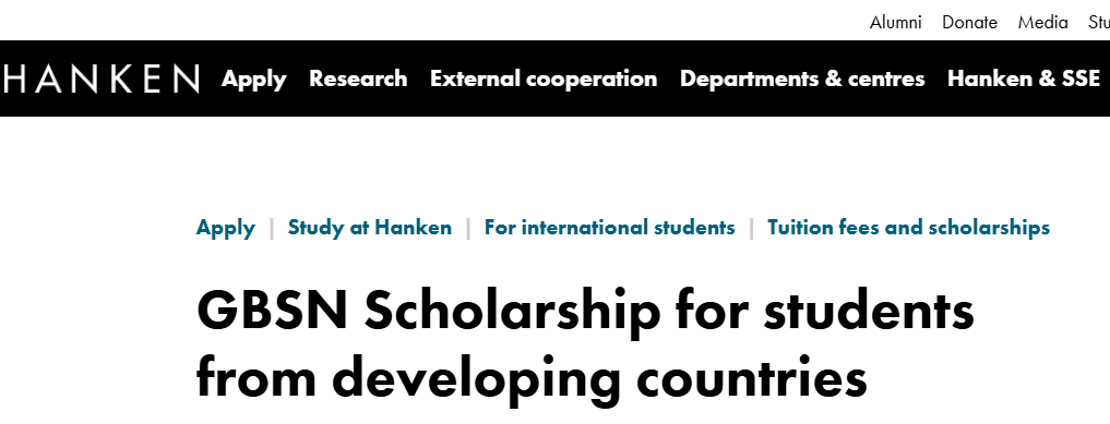 Hanken School of Economics is Offering €46,000 GBSN Masters Scholarship in Finland For Students in Developing Countries 2025 (Tuition + Living Expenses)