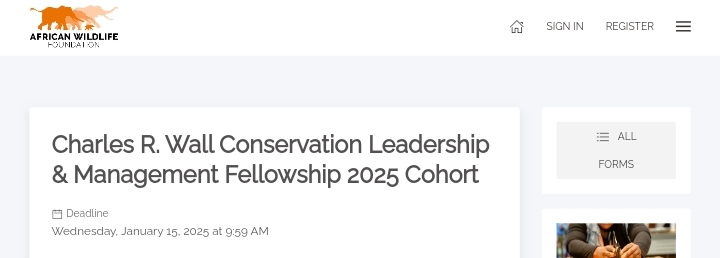 Charles R. Wall Conservation Leadership & Management Fellowship Program For Young African Professionals (2025 Cohort)