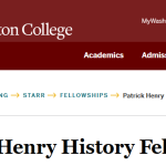 Patrick Henry History Fellowship At Washington College, USA ($45,000 Stipend, Other Benefits)