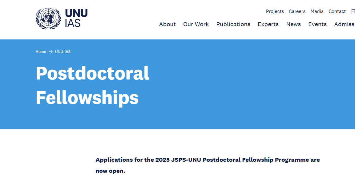 Fully Funded JSPS-UNU Postdoctoral Fellowship Program 2025 for Young Scholars and Policymakers In Japan- Apply!