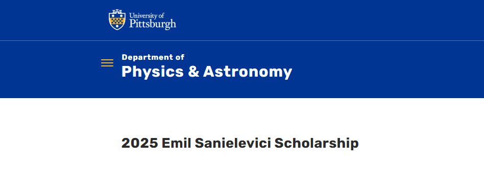 University of Pittsburgh Emil Sanielevici Undergraduate Research Scholarship 2025 To Study In The US