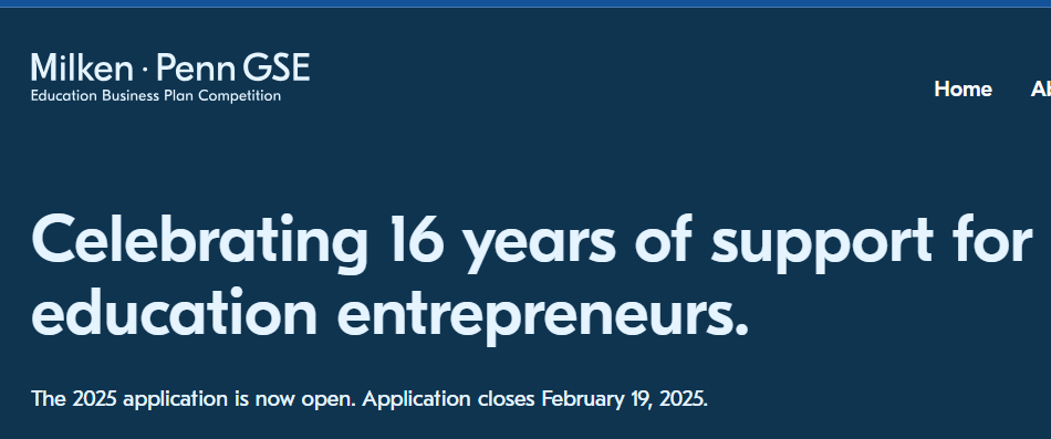 Milken-Penn GSE Education Business Plan Competition 2025 for Entrepreneurs Globally