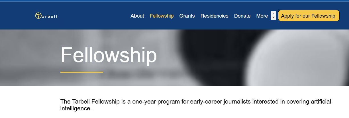 $50,000 Tarbell AI Fellowship Program in the US 2025 for Early-Career Journalists Globally