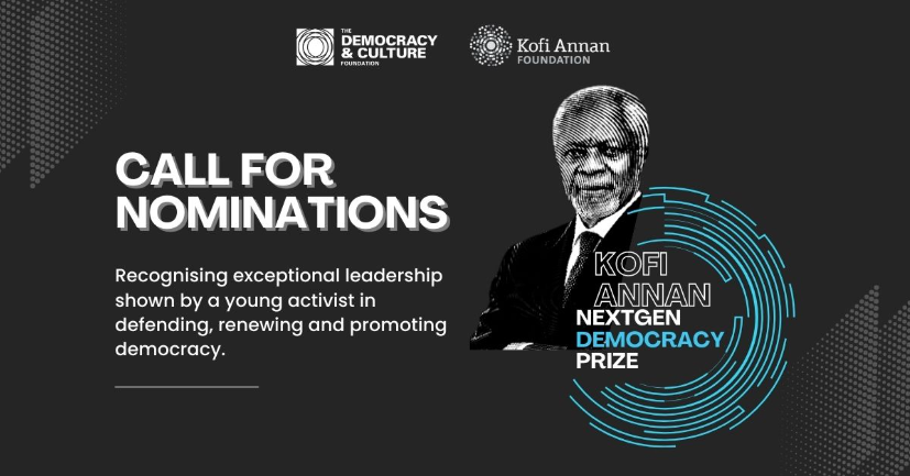 Call for Nominations: The 2025 Kofi Annan NextGen Democracy Prize For Young Changemakers