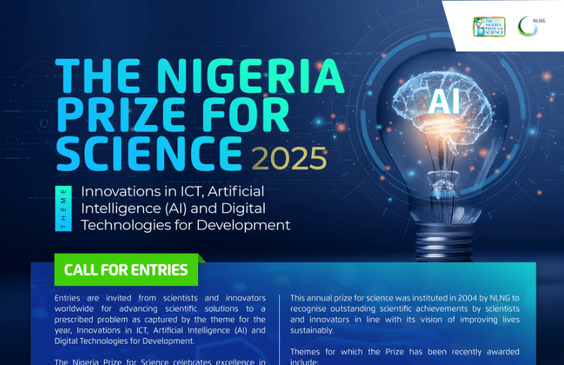 NLNG  Nigeria Prize for Science Award 2025 (USD 100,000 Award)