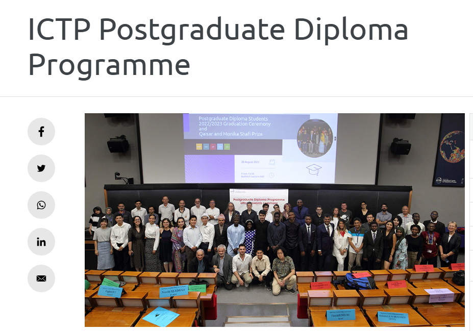 ICTP 2025/26 Postgraduate Diploma Scholarship for Physicists and Mathematicians- Apply Now!