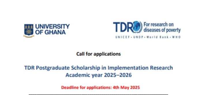 University of Ghana Opens Applications for 2025 TDR Postgraduate Scholarship – Fully Funded Master's for African Students!