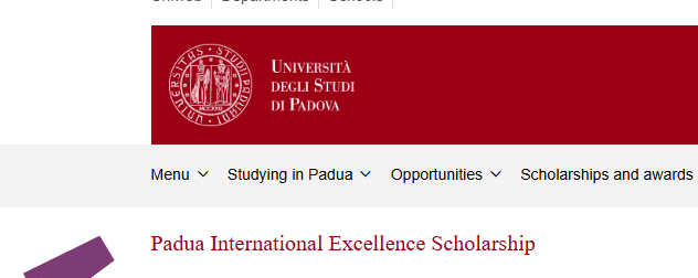 University of Padua International Excellence Scholarship 2025