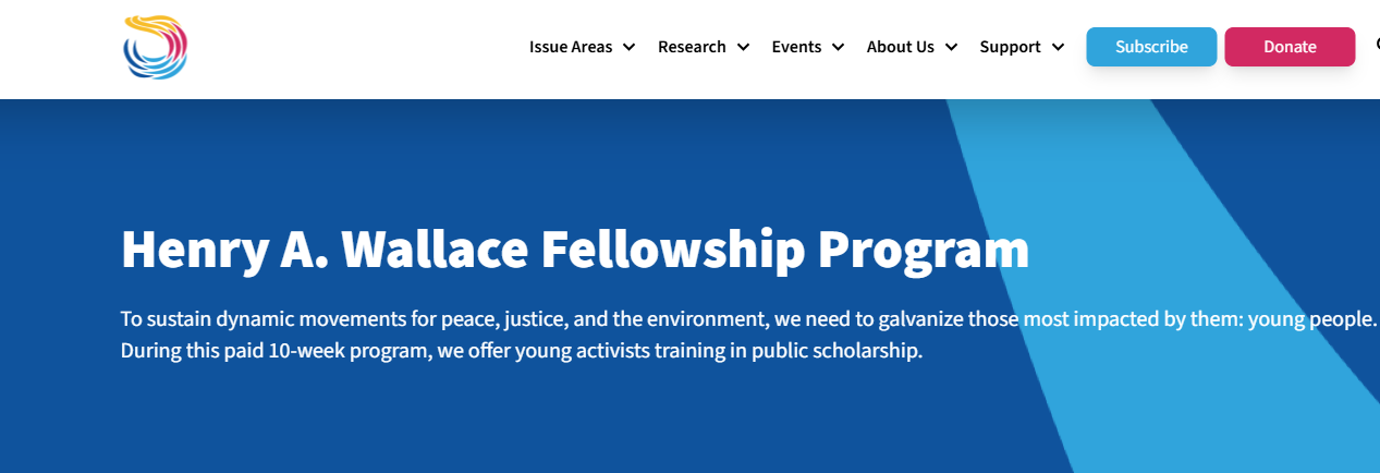 Want To Drive Change? Apply For The Henry Wallace Fellowship 2025 For  Young Changemakers (Paid Fellowship)